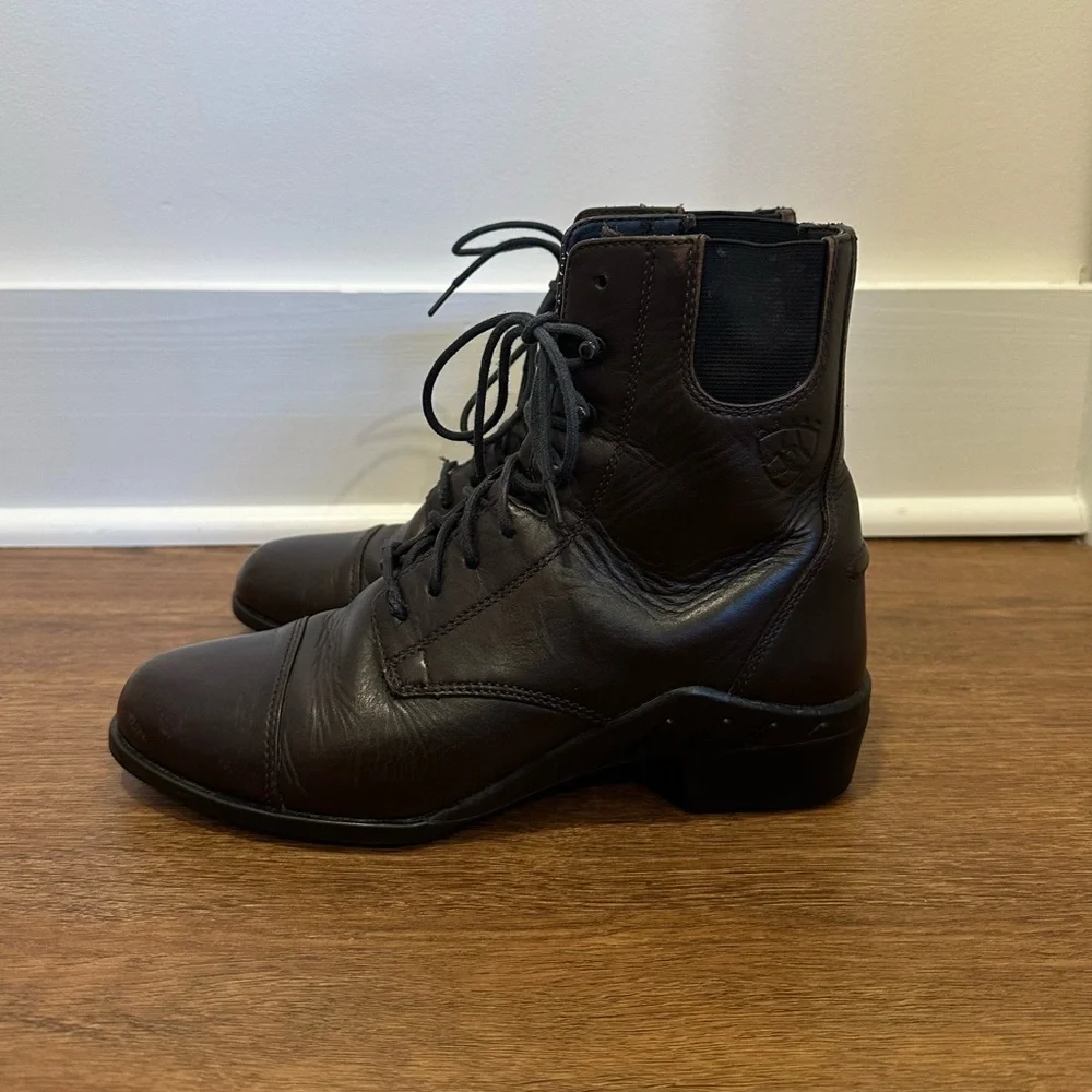 ARIAT Heritage Lace-Up Paddock Riding Boot, Dark Brown Leather Size 8 - Picture 3 of 8